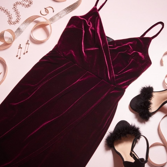 Burgundy Velvet Dress - Picture 1 of 4